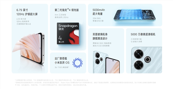 36个月流畅！redmi note 13r发布：第二代骁龙4领先版 1399元起